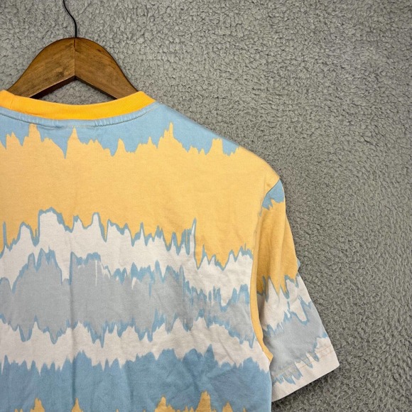 Adidas Shirt Men's Small Yellow Blue Adventure Lizard Gecko Trefoil Spellout - Picture 7 of 9